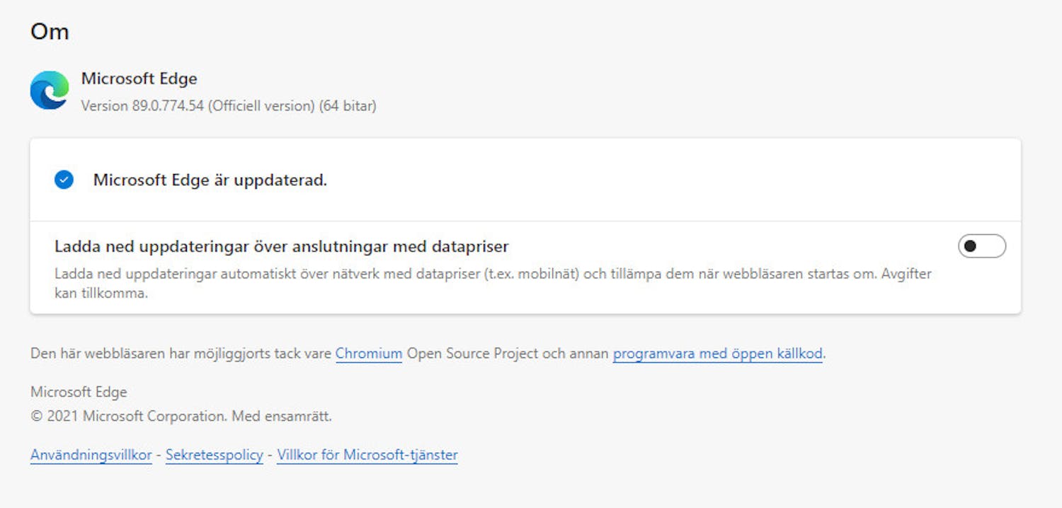 Edges versionsnummer
